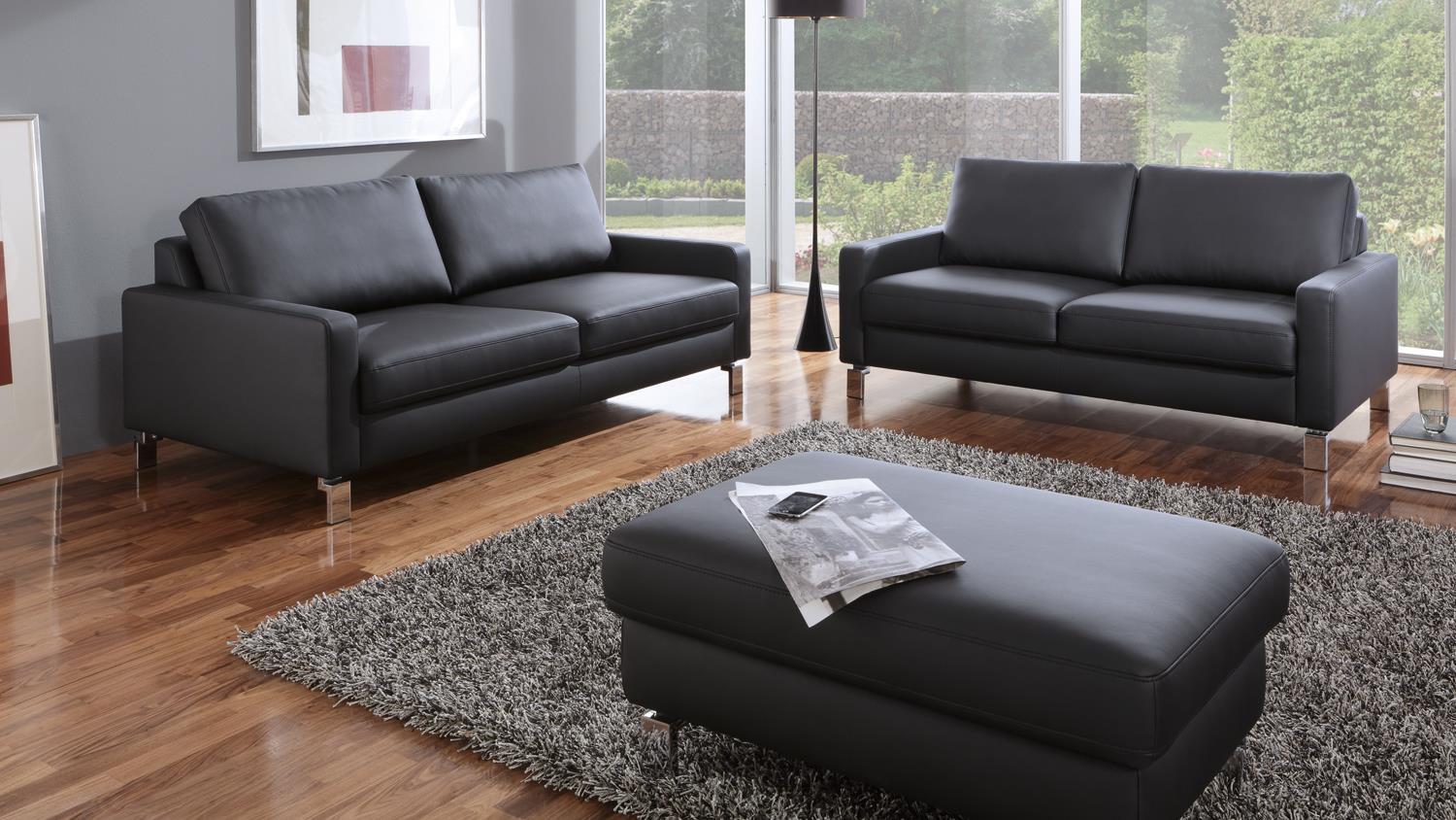 Candy Sofa INTERMEZZO 3-Sitzer in schwarz Federkern und Chromfüße 204 cm Bild 1