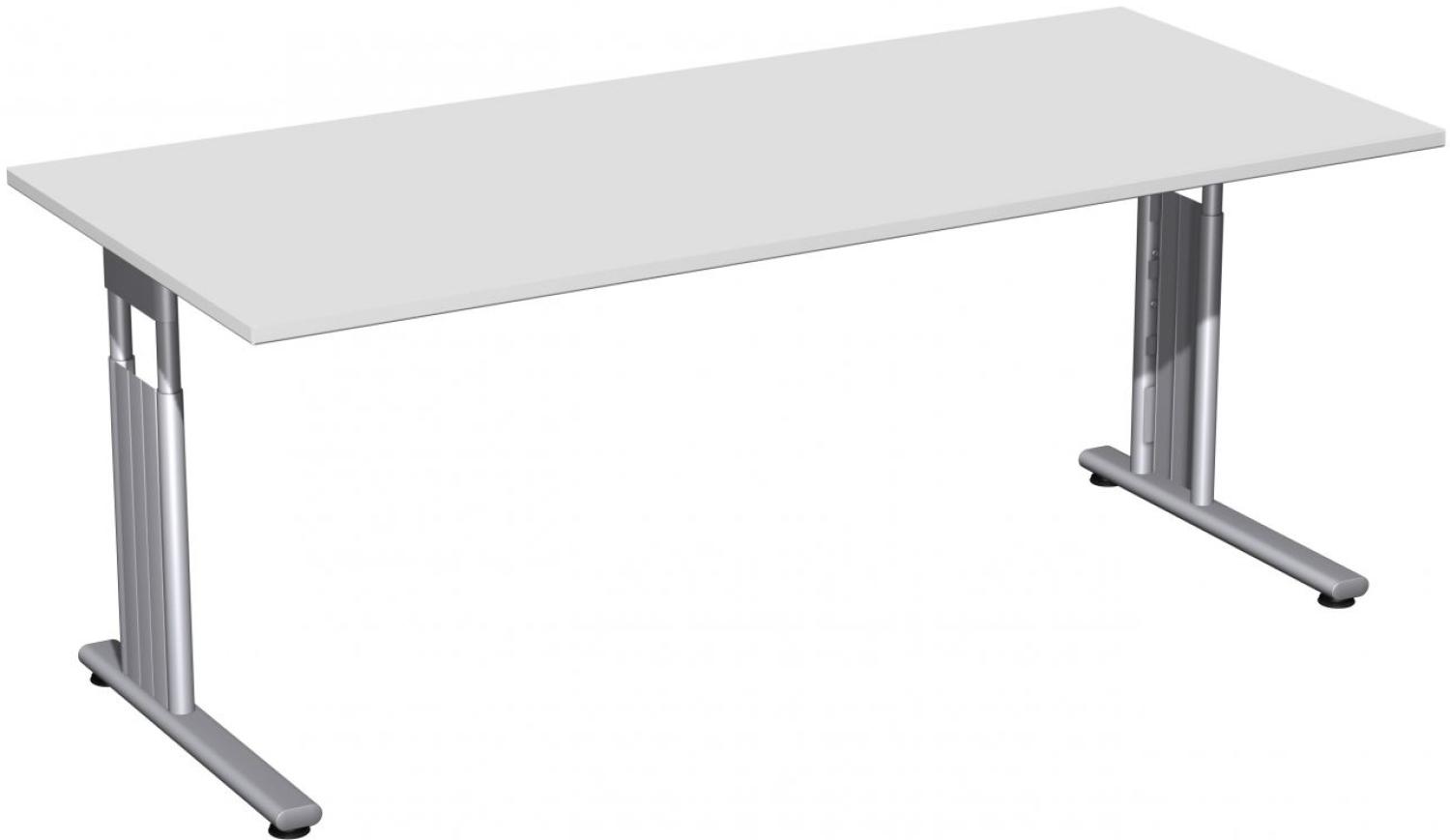 Schreibtisch, höhenverstellbar, 180x80cm, Lichtgrau / Silber Bild 1