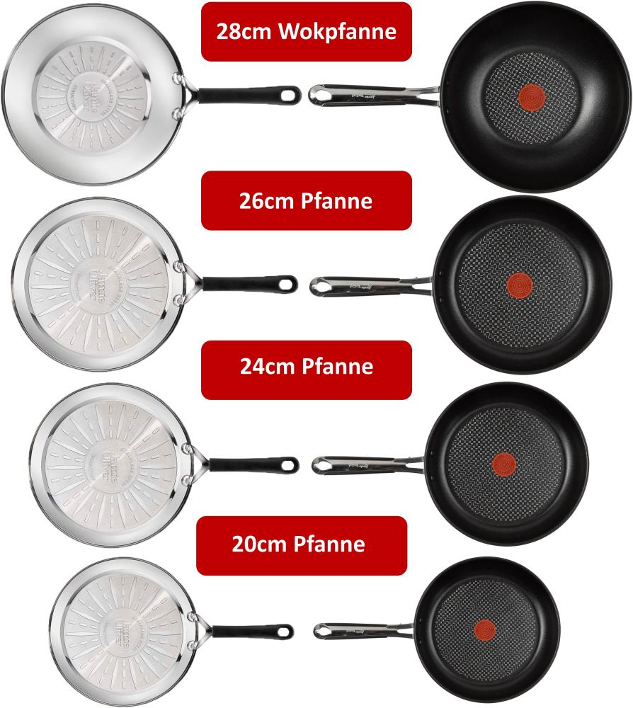 Tefal E76 Jamie Oliver Pfannenset- Pfanne 20cm, 24cm, 26cm, Wok 28cm mit Deckel 7 tlg, Set 13 - Induktion Bild 1