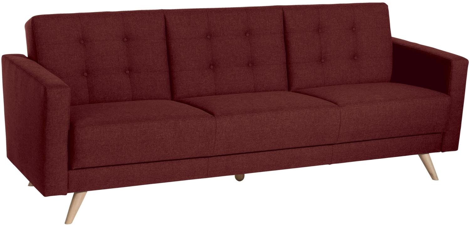 Sofa 3-Sitzer mit Bettfunktion Karisa Bezug Flachgewebe Buche natur / rot 21926 Bild 1