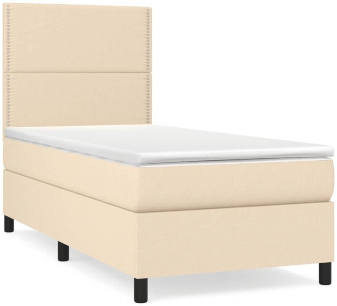 vidaXL Boxspringbett mit Matratze Creme 90x190 cm Stoff Bild 1