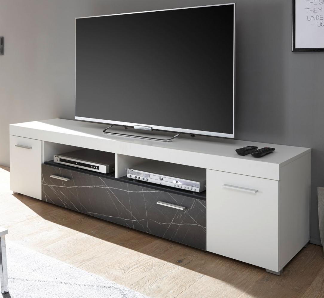 TV-Lowboard Riaza in weiß und Marmor Optik anthrazit 180 cm Bild 1