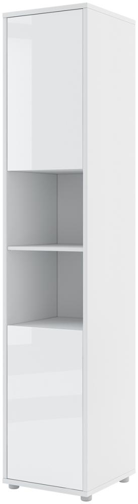 MEBLINI Schrank für Schrankbett Bed Concept - Hochschrank mit Ablagen und Fächern - Nachttisch - BC-08 - Weiß Hochglanz/Weiß Bild 1
