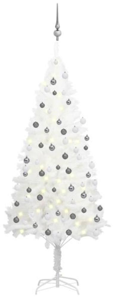vidaXL Künstlicher Weihnachtsbaum mit LEDs & Kugeln Weiß 180 cm, Mit Beleuchtung [3077720] Bild 1