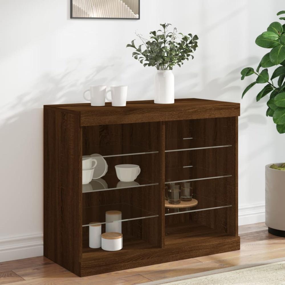 vidaXL Sideboard mit LED-Leuchten Braun Eichen-Optik 81x37x67 cm Bild 1