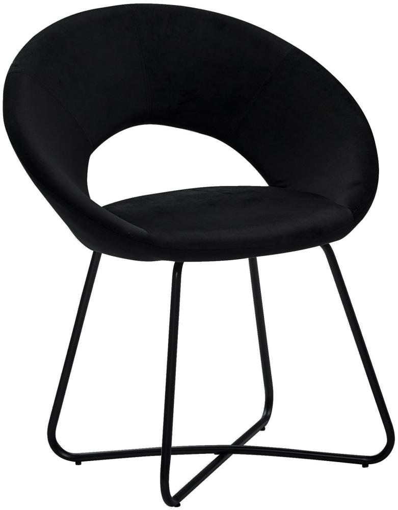 Esszimmerstuhl, Polsterstuhl 'LENNY' Design-Sessel Samt schwarz Metallbeine schwarz Bild 1
