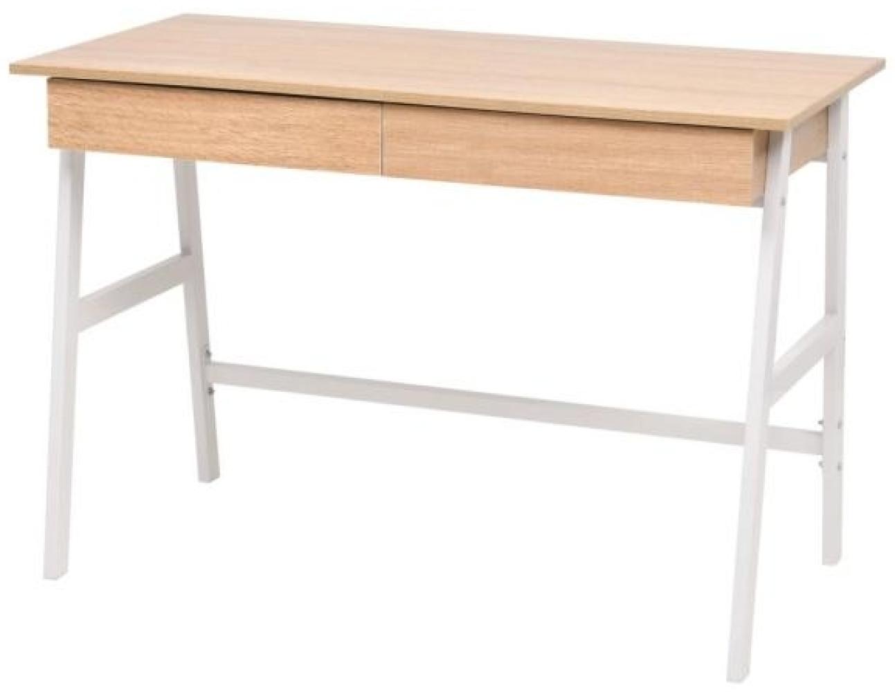 Schreibtisch mit Schublade, eichenbraun/ weiß, 110 × 55 × 75 cm Bild 1