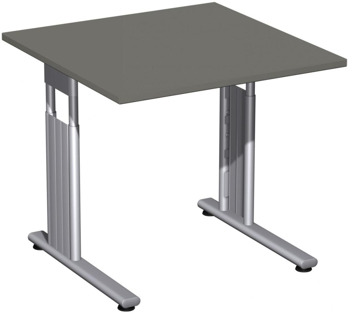Schreibtisch 'C Fuß Flex' höhenverstellbar, 80x80cm, Graphit / Silber Bild 1