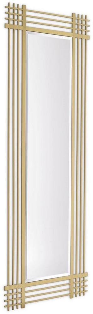 Casa Padrino Luxus Edelstahl Wandspiegel Messingfarben 80 x 3 x H. 220 cm - Wohnzimmer Spiegel - Schlafzimmer Spiegel - Garderoben Spiegel - Luxus Möbel Bild 1