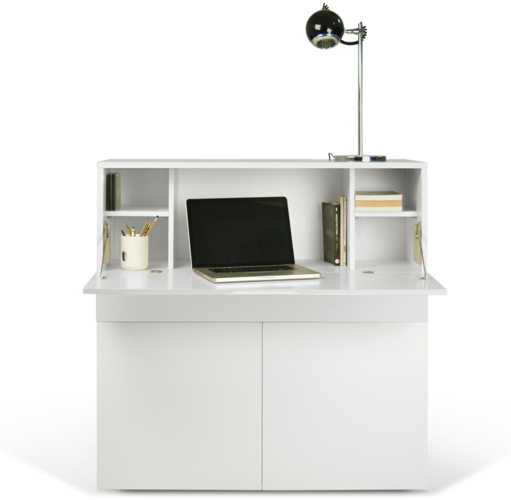 Sekretär Workstation Focus, Weiß, 110 x 42 x 109 cm Bild 1