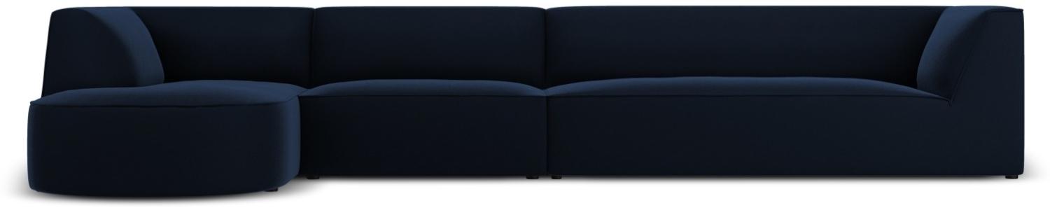 Micadoni 6-Sitzer Samtstoff Modular Ecke links Sofa Ruby | Bezug Royal Blue | Beinfarbe Black Plastic Bild 1