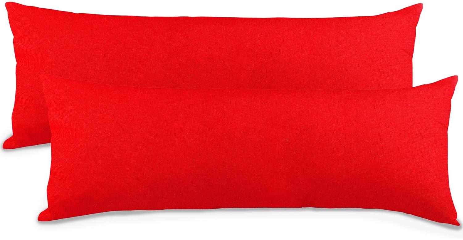 aqua-textil Classic Line Kissenbezug 2er-Set 40 x 145 cm Rubin rot Baumwolle Seitenschläferkissen Bezug Reißverschluss Bild 1