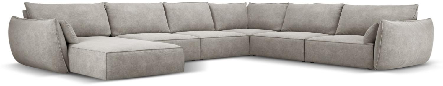 Micadoni 8-Sitzer Panorama Ecke rechts Sofa Kaelle | Bezug Light Grey | Beinfarbe Black Plastic Bild 1