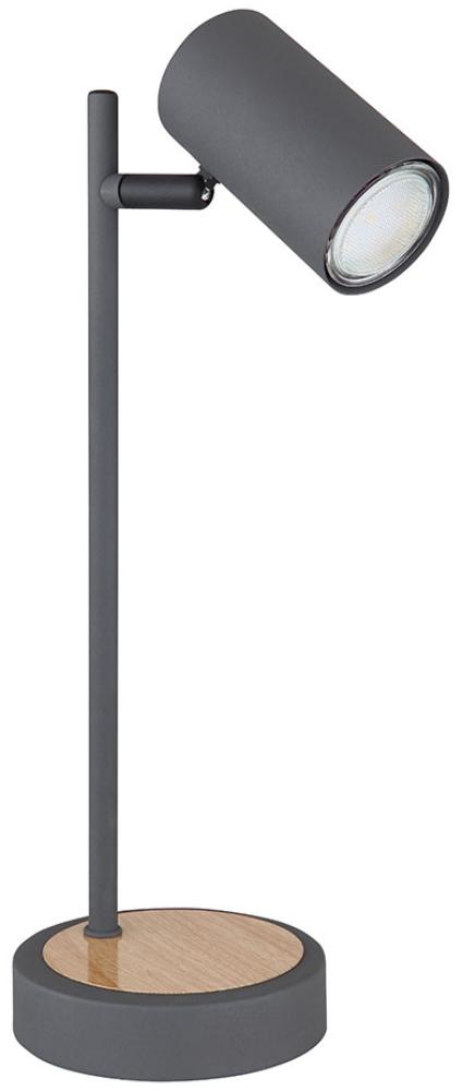 Tischleuchte, beweglicher Spot, Holzoptik, graphit, H 35 cm Bild 1
