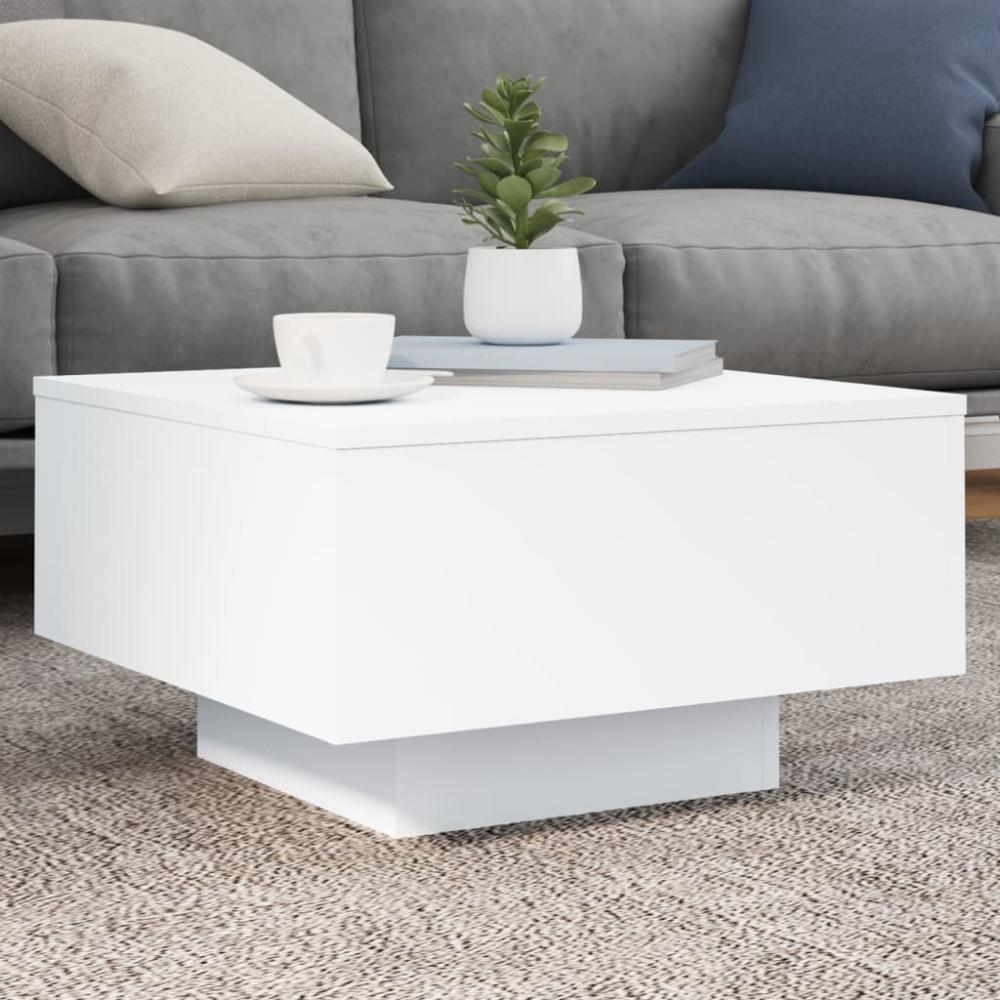 vidaXL Couchtisch mit LED-Leuchten Weiß 55x55x31 cm Bild 1