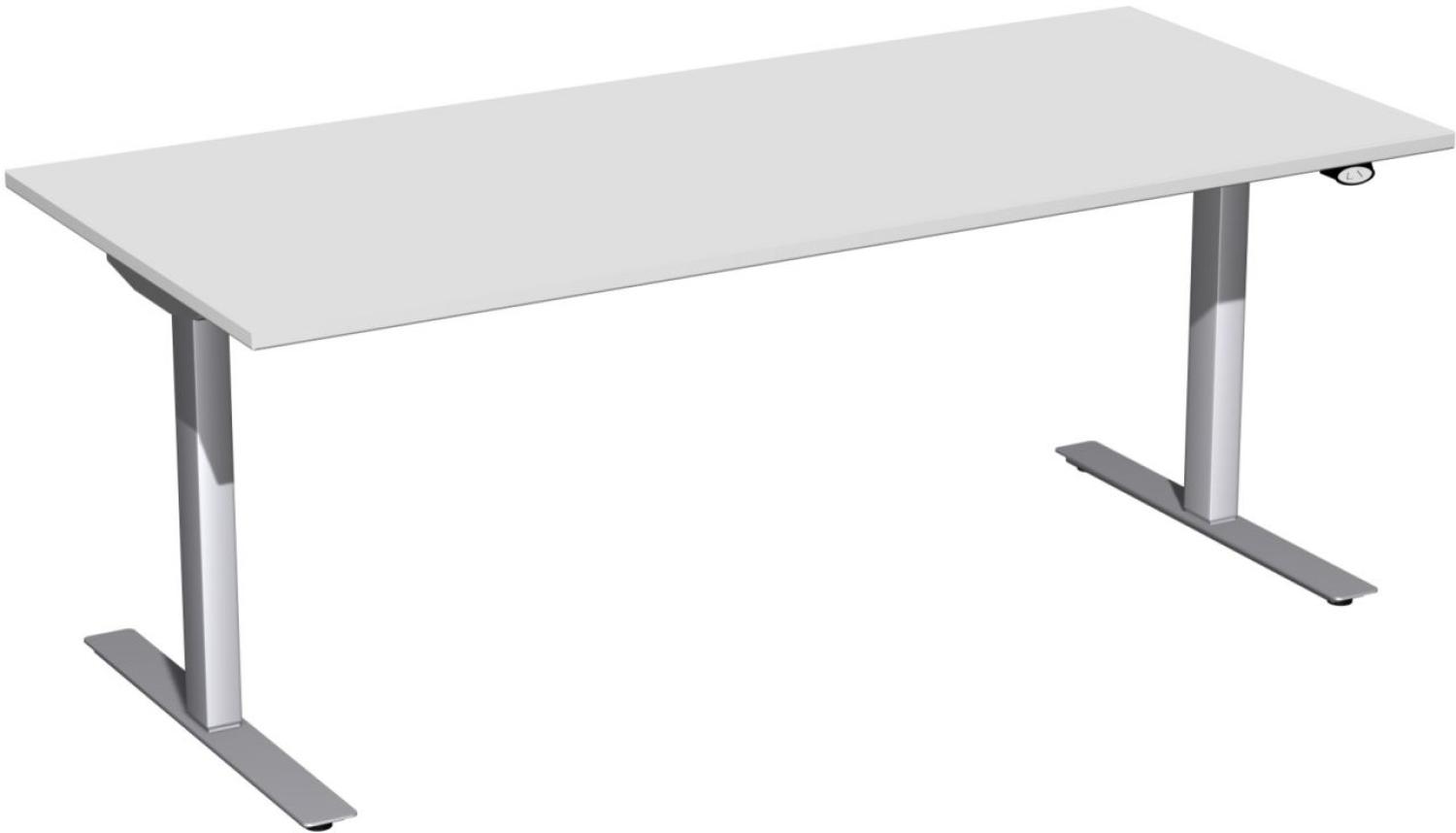 Elektro-Hubtisch 'Flex', höhenverstellbar, 180x80x68-116cm, gerade, Lichtgrau / Silber Bild 1