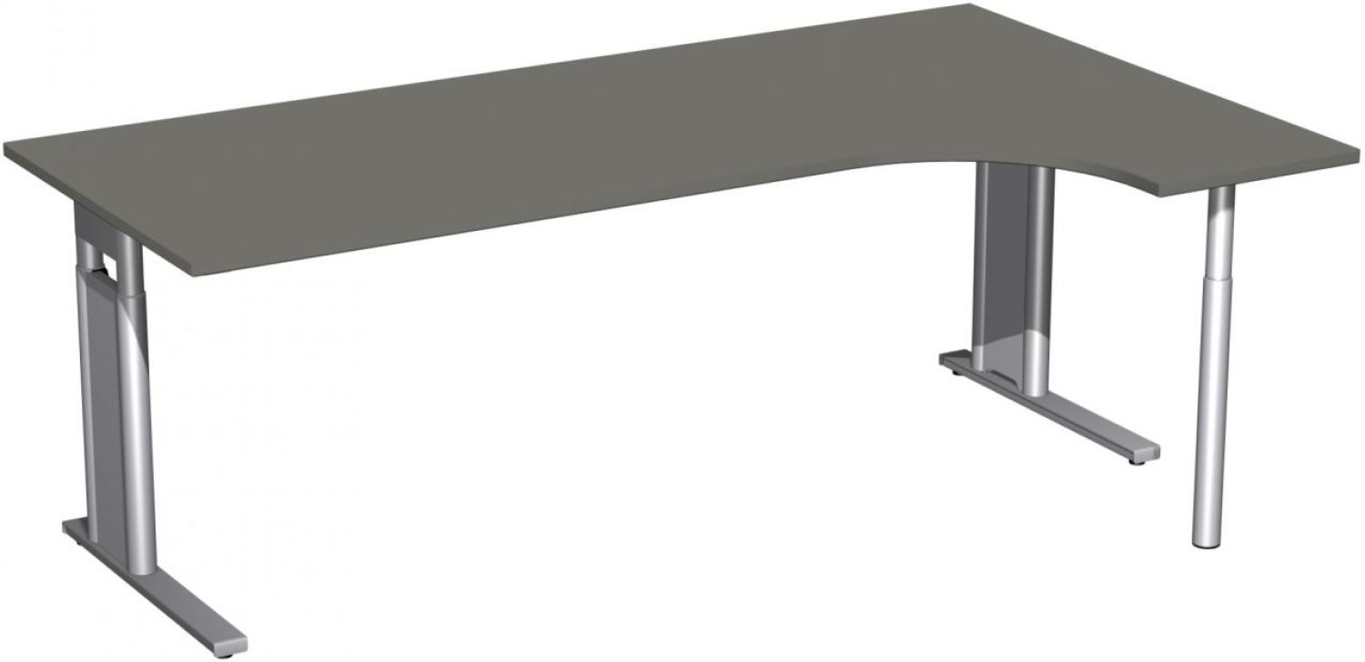 PC-Schreibtisch rechts, höhenverstellbar, 200x120cm, Graphit / Silber Bild 1