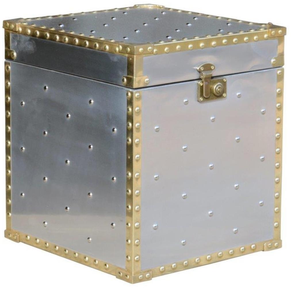 Casa Padrino Luxus Designer Aluminium Beistelltisch / Truhe - Art Deco Vintage Flieger Möbel - Koffer Truhe Bild 1