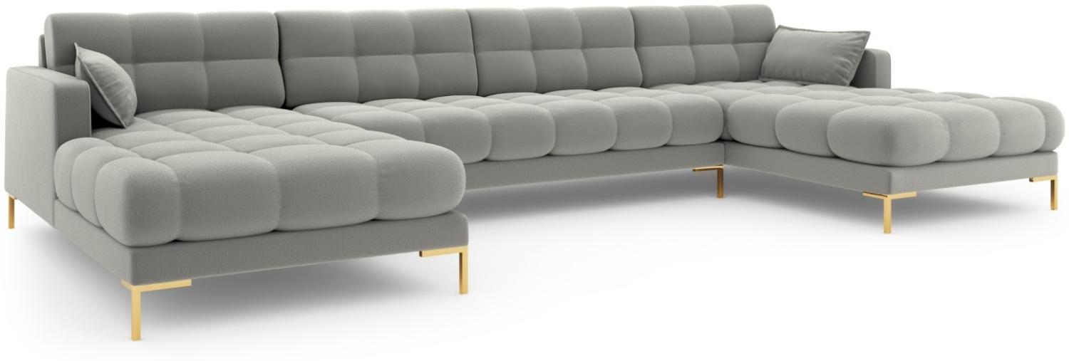 Micadoni 6-Sitzer Panorama Sofa Mamaia | Bezug Light Grey | Beinfarbe Gold Metal Bild 1