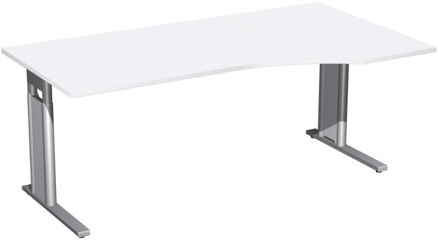 PC-Schreibtisch rechts, höhenverstellbar, 180x100cm, Weiß / Silber Bild 1