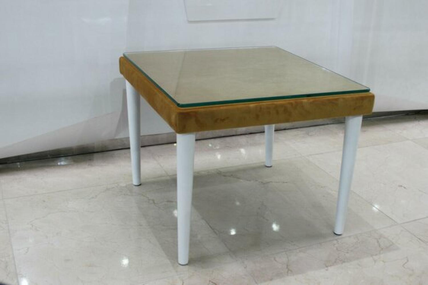 Designer Couchtisch Glastisch Sofa Beistell Tisch Tische Beige Samt Neu Sofort Bild 1
