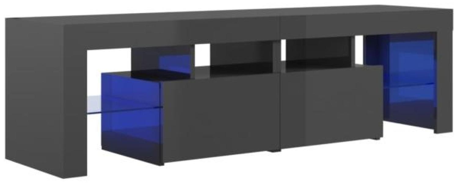 vidaXL TV-Schrank mit LED-Leuchten Hochglanz-Grau 140x35x40 cm Bild 1