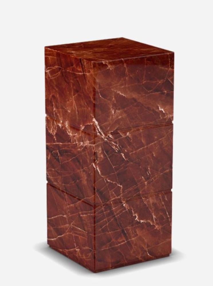 Casa Padrino Luxus Travertin Marmor Beistelltisch Rot 30 x 30 x H. 70 cm - Wohnzimmer Möbel - Marmor Möbel - Luxus Kollektion Bild 1