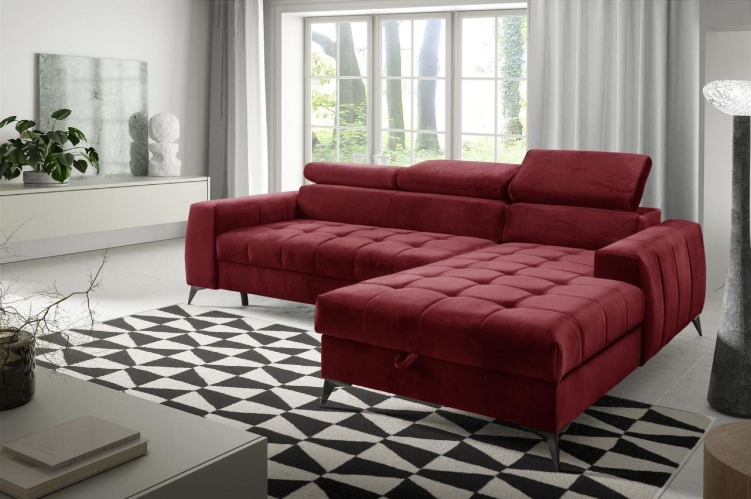 Ecksofa Schlafsofa Sofa AGNESA XS Stoff Salvador Weinrot Ottomane Rechts Bild 1