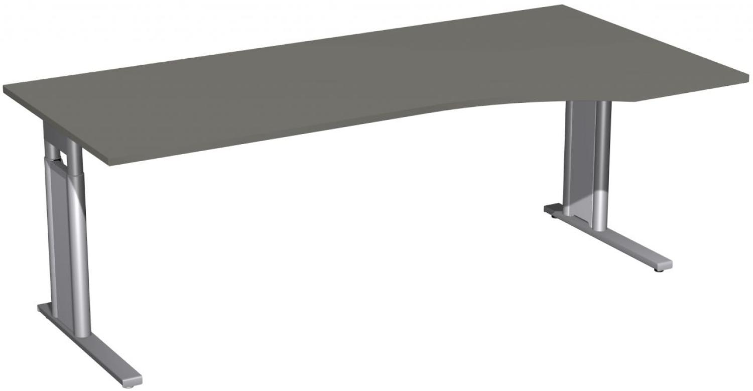 PC-Schreibtisch rechts, höhenverstellbar, 200x100cm, Graphit / Silber Bild 1