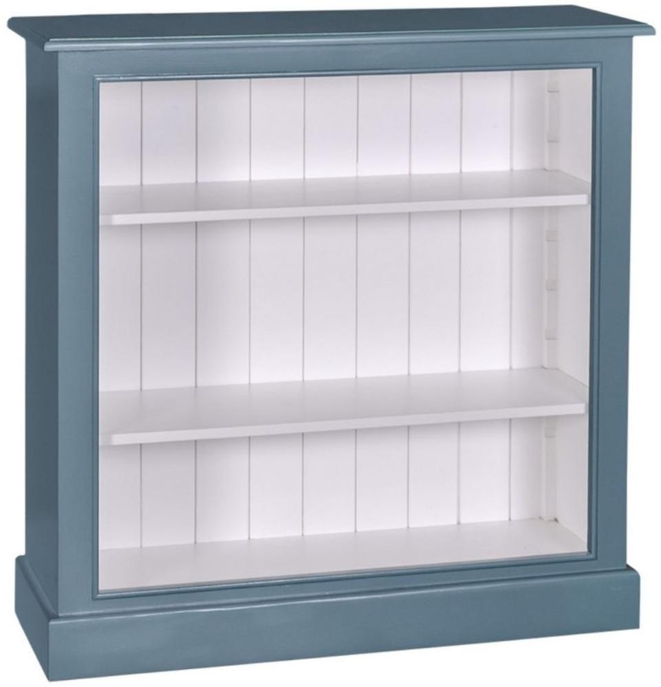 Casa Padrino Landhausstil Bücherschrank Blau / Weiß 102 x 35 x H. 102 cm - Wohnzimmermöbel im Landhausstil Bild 1