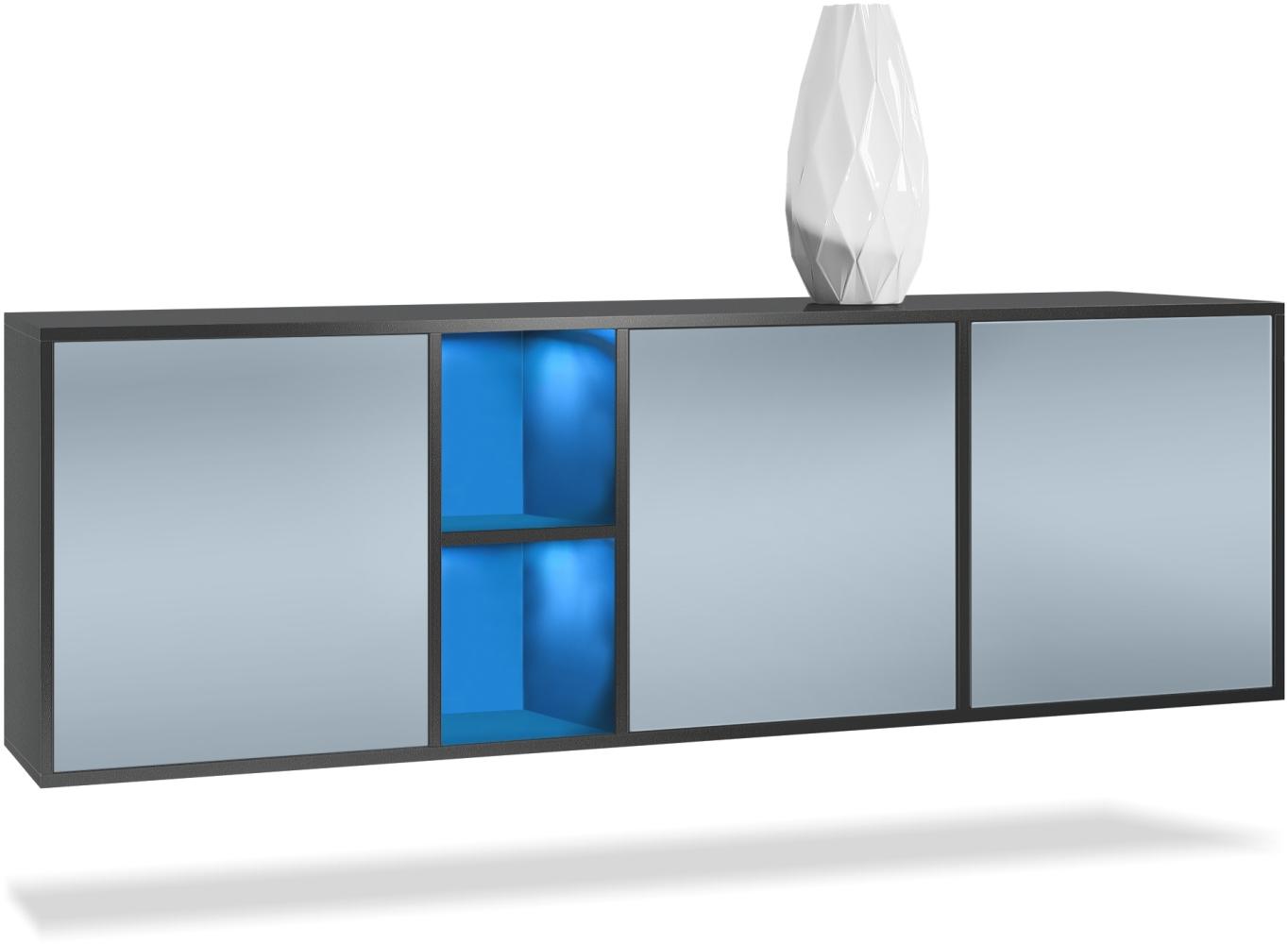 Vladon Kommode Cuba - Schwarz matt/Denim matt - Modernes Sideboard für Ihr Wohnbereich - (BxHxT) 182x53x35 cm Bild 1