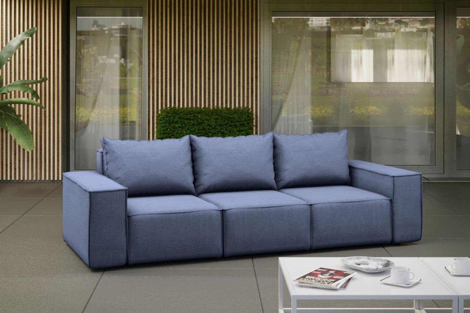 Gartensofa Loungesofa Sofa 3-Sitzer GARDENT wetterfester Stoff NXL Blau Bild 1