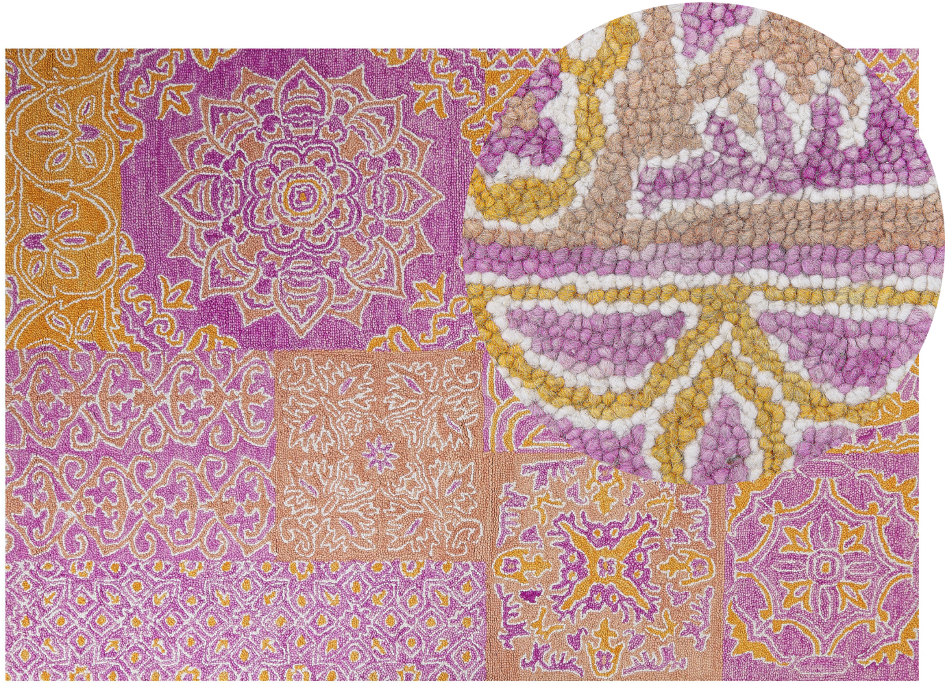 Teppich Wolle mehrfarbig orientalisches Muster 140 x 200 cm Kurzflor AVANOS Bild 1