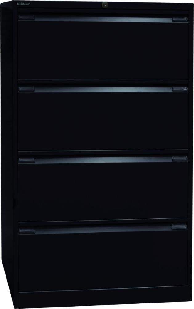 Bisley Hängeregistraturschrank, doppelbahnig, DIN A4, 4 HR-Schubladen, Farbe schwarz Bild 1