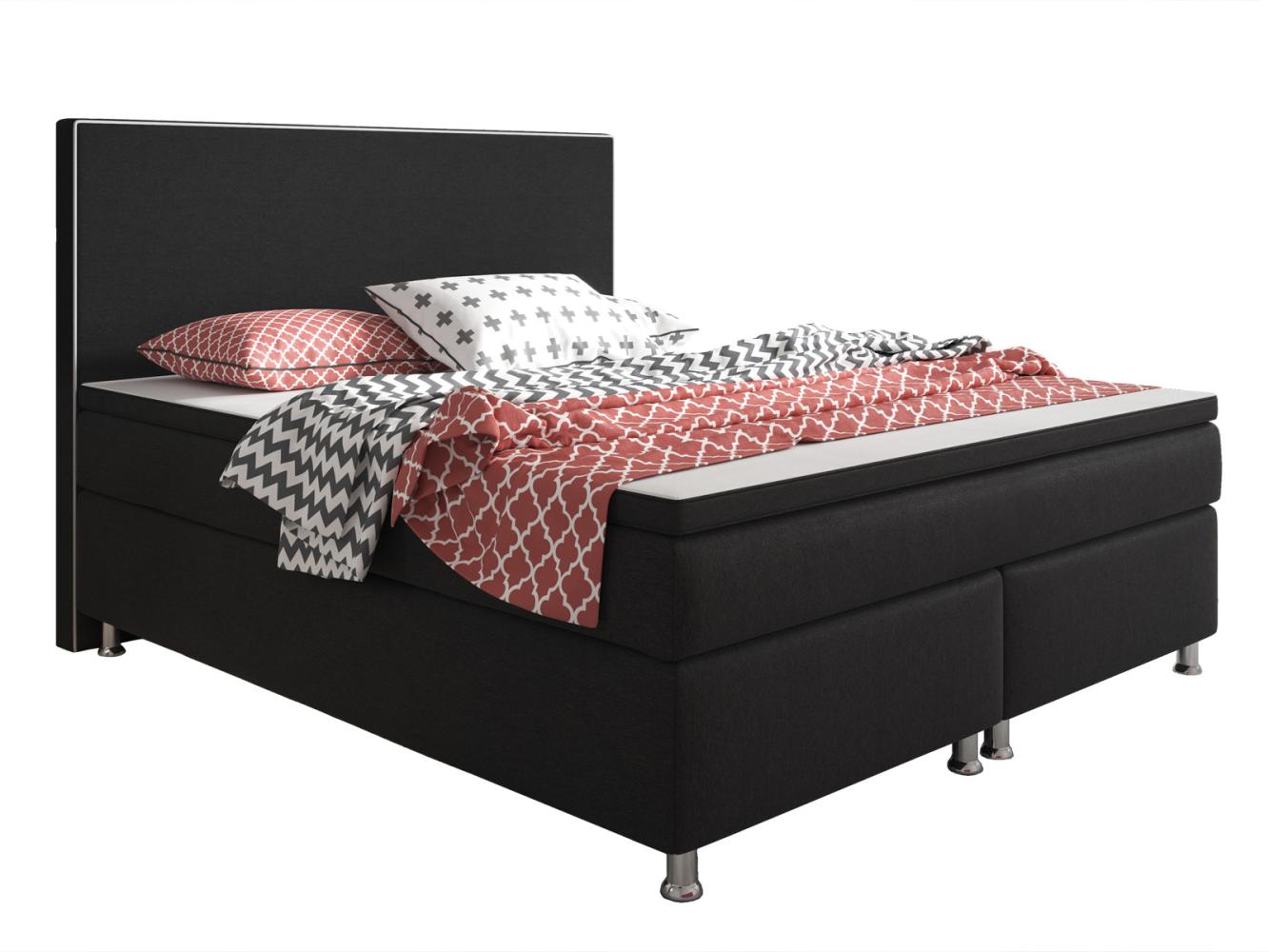 Inter Boxspringbett King Size 180x200 cm Webstoff  Schwarz Bild 1