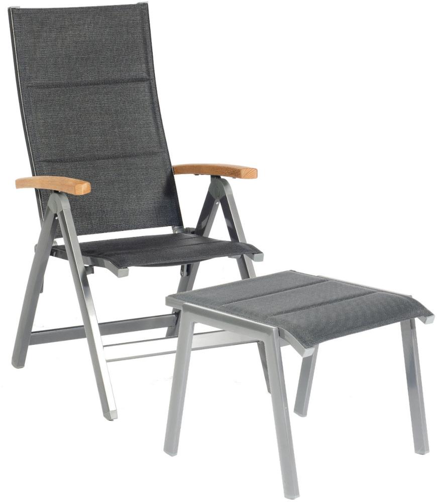 Sonnenpartner Klappsessel Sierra mit Fußhocker Aluminium mit Textilen anthrazit Klapp-Sessel Klappst Bild 1