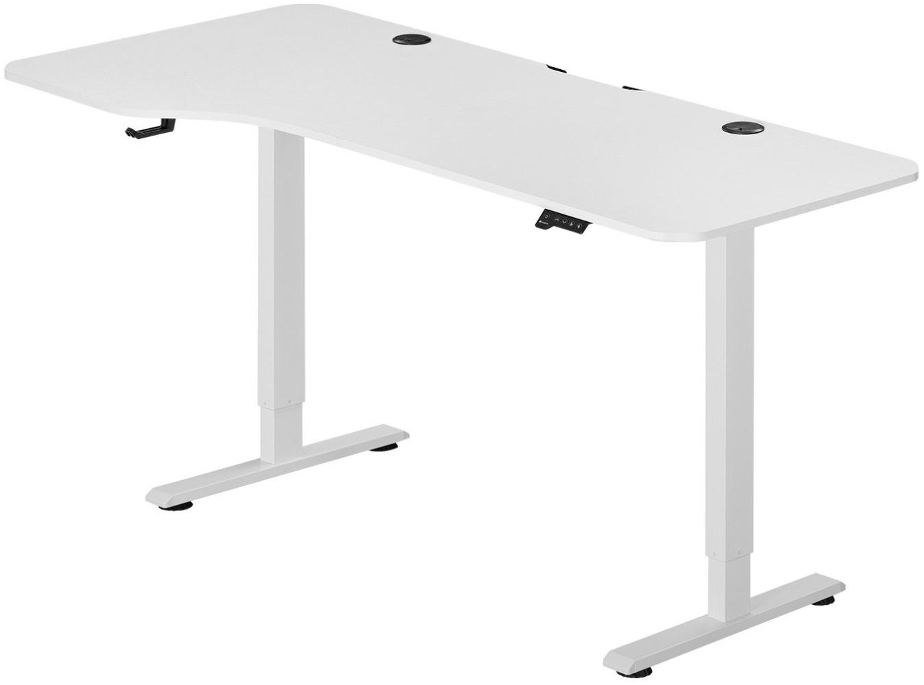 Juskys Höhenverstellbarer Schreibtisch, Metall, Holz, weiß, 160 x 75 cm Bild 1