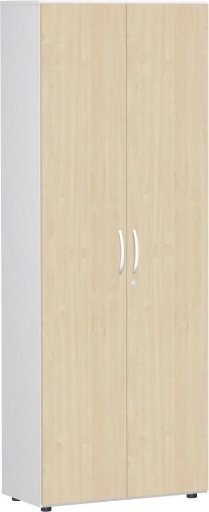 Garderobenschrank mit ausziehbarem Garderobenhalter, 80x42x216cm, Ahorn Weiß Bild 1