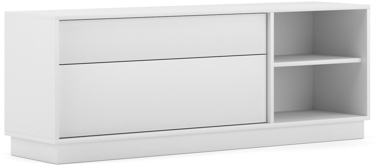 Domando Lowboard Cesena M2 Modern für Wohnzimmer Breite 136cm, Push-to-open-System, Weiß Matt Bild 1