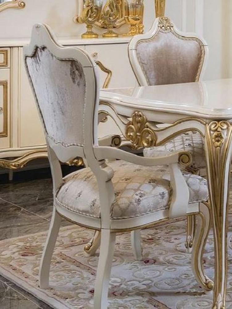 Casa Padrino Luxus Barock Esszimmer Stuhl Set Rosa / Weiß / Gold - Handgefertigtes Küchen Stühle 6er Set - Barockstil Esszimmer Möbel - Barock Möbel - Edel & Prunkvoll Bild 1