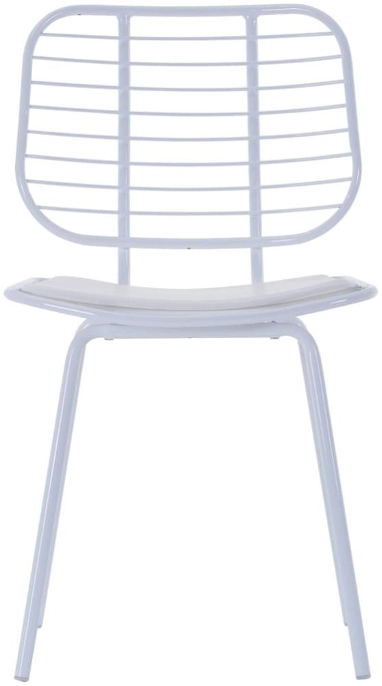 vidaXL Esszimmerstühle mit Kunstledersitzen 4 Stk. Weiß Stahl [247273] Bild 1