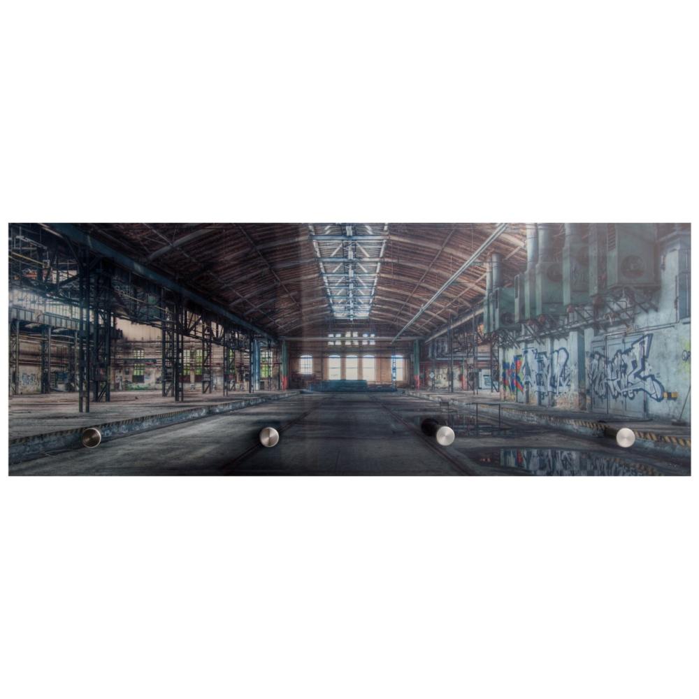 Wandgarderobe aus Glas - Motiv: Industrie - 80 x 30cm Bild 1