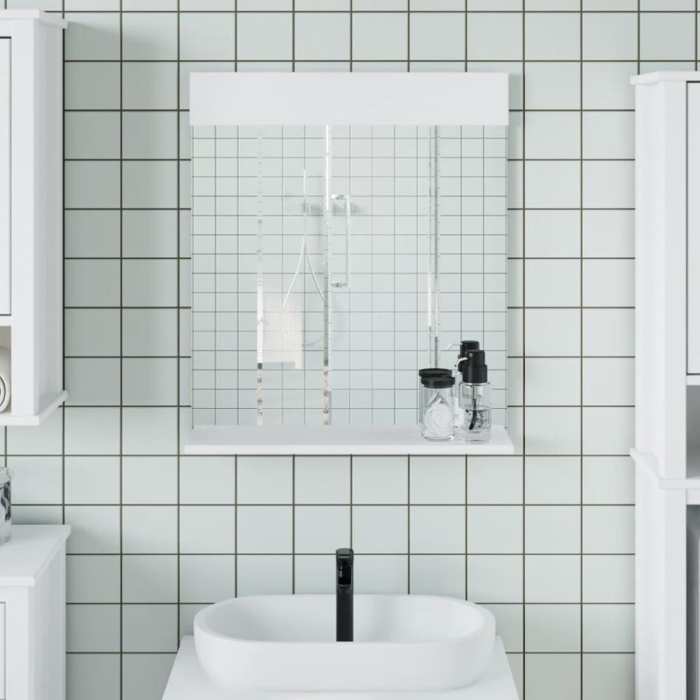 vidaXL Badspiegel mit Ablage BERG Weiß 60x12x70 cm Massivholz Bild 1