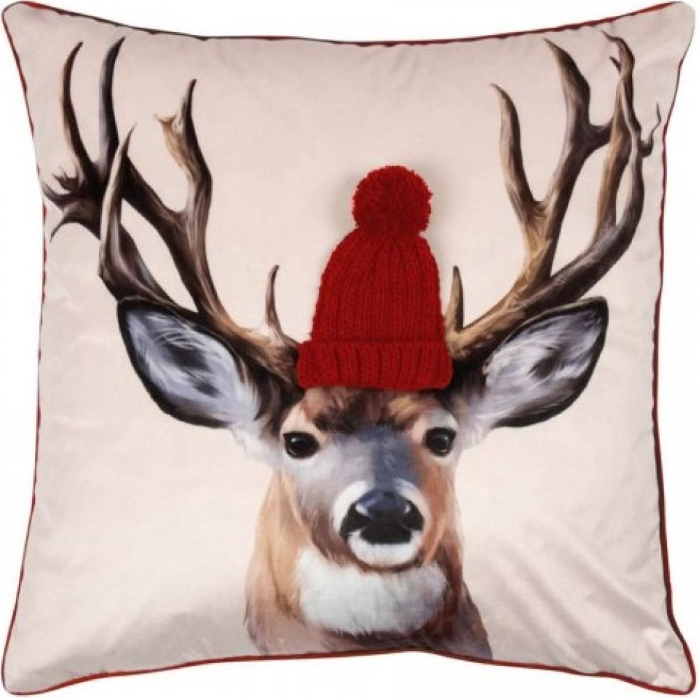 pad Kissenhülle Reindeer Hirsch mit Mütze Rot (45x45cm) 11298-Q40-4545 Bild 1