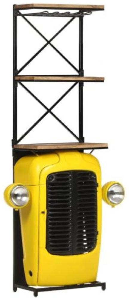Traktor-Weinschrank Gelb 49x31x172 cm Mango Massivholz Bild 1