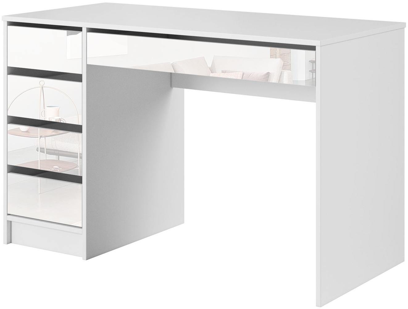 Domando Schreibtisch Licata Modern für Büro Breite 120cm, beidseitig montierbar in Weiß Matt und Weiß Hochglanz Bild 1