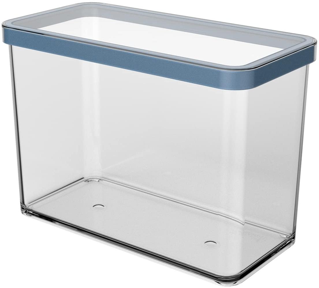 Rotho Loft rechteckige Vorratsdose 2.1l mit Deckel und Dichtung, lebensmittelechter Kunststoff (PP) BPA-frei, transparent/blau, 2.1l (20.0 x 10.0 x 14.2 cm) Bild 1