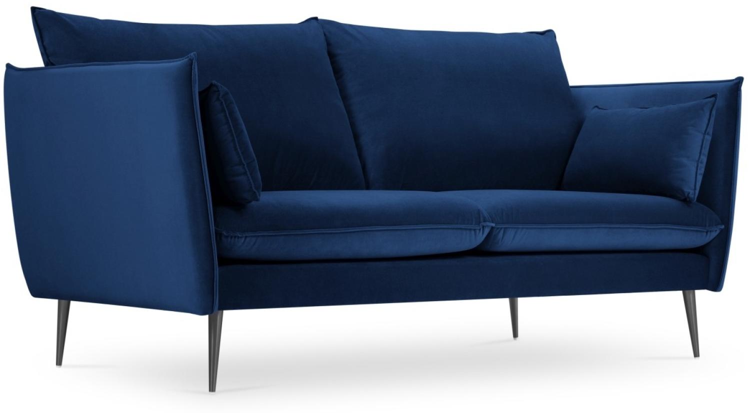 Micadoni 2-Sitzer Samtstoff Sofa Agate | Bezug Royal Blue | Beinfarbe Black Metal Bild 1