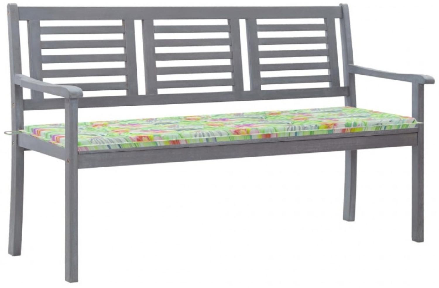 3-Sitzer-Gartenbank mit Auflage 150 cm Grau Eukalyptusholz Bild 1