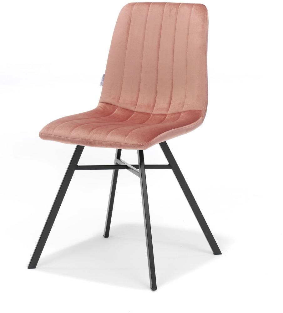 Dex Stuhl mit Stoff Velours Rose und Fußgestell Metall Schwarz Bild 1